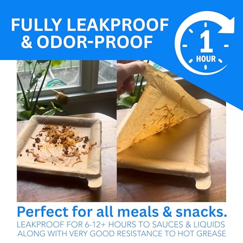 Peel Plate 900 Servings (Year Supply Box) 60 Count, Large 9.5in x 9.5in Multi-Use Reusable Paper Plates, Peelable Dinnerware, 60 Plates / 900 Servings Total, Year Supply Box, 90% Less Waste