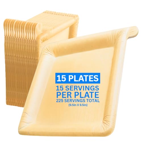 Peelware Peel Plate [15-Pack] 225 Servings Total - Large 9.5in X 9.5in Multi-Use Reusable Paper Plates 90% Less Waste For Home or On-The-Go Mealtime & Snacktime - Peelable Dinnerware 15 Count